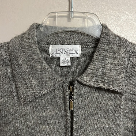 CASUAL CORNER ANNEX vintage wool full zip collared gray cardigan sweater XL - Picture 2 of 12